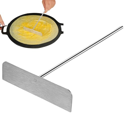 Kit Crêpière Professionnel - Spatule en Inøx et Répartiteur Forme T, Outils à Pancake avec Manches Bois | Pour Usage Domestique ou Commercial sur Plaques et Poêles
