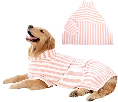 DOINEUFL Dog Drying Coat,Towel & Robe,Ruff and Tumbl Bath Coats & Towels for Small,Mediumm,Large Dogs,Robes Accessories for Shower, Swimming & Grooming | Fits French Bulldog, Labrador & More (M Pink)