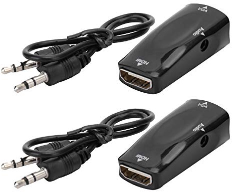 WOHPNLE 1080P Video Adapter HDMI to VGA, 3.5mm Audio Computer Cable Adapters Crisp Visuals RGB Converter Easy Setup Monitor Connector for Laptop Tablet Projector