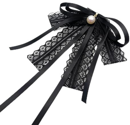 Nevoluxer Brosche Damen Elegante Fliege Schwarz Vintage Bogen Pin mit Strass und Perle für Hochzeit Abschlussfeier Hemd Accessoires