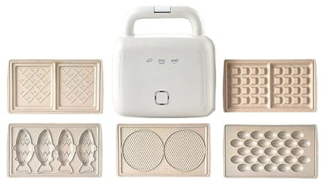 Multifunctional Electric Sandwich Maker Egg Puffs Waffle Iron Taiyaki Frying Grill Pan Toaster Non-stick Plate Breakfast Machine Easy To Clean(5 IN 1)