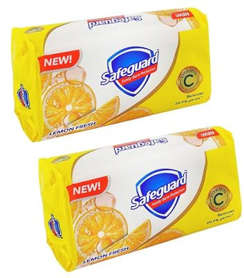 Safeguard Lemon Fresh Antibacterial Soap Bar (Pack of 2) – Germ Protection Bath Soap with Fresh Lemon Fragrance | Gentle Cleansing Family Soap