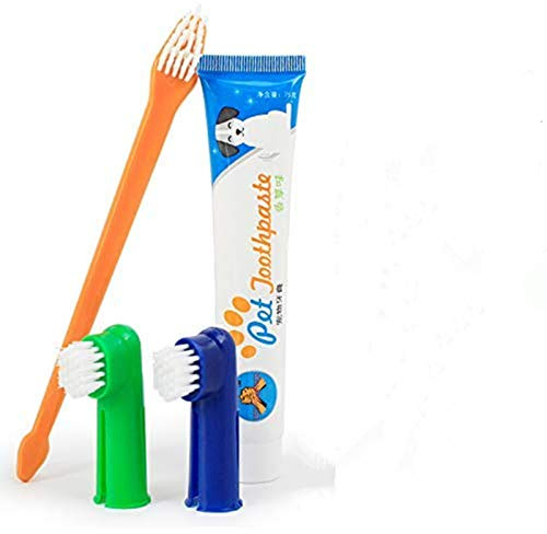Xrten Set Higiene Dental para Perros, Cepillo de Dientes y Pasta de Dientes para Perros