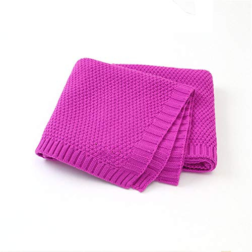 Strickdecke Babydecke Kuscheldecke, Surwin Mädchen und Jungen Babys Gestrickt Kinderdecke Freien Krabbeldecke Perfekt für Kinderwagen Babybett (80x100cm,Rose lila)