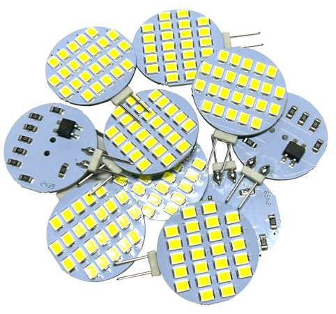 GRV G4 MR11 Bi-Pin 24-2835 SMD LED Bulb Lamp Super Bright Cool White RV Camper Under Cabinet Dome Light DC12V Dimmable Pack of 10