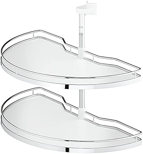 JUVA Halbkreis-Schwenkbeschlag Arena Style Drehbeschlag mit Tablarboden für Eckschrank | Drehteller für Unterschrank | Türbreite: 490 mm | Made IN Germany | 1 Komplett-Set mit Schwenk-Böden