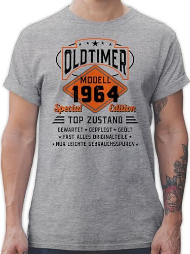 T-Shirt Herren - 60. Geburtstag - Oldtimer Modell 1965 - schwarz - 3XL - Grau meliert - Geschenk für 60 jährigen Mann Tshirt zum 60.Geburtstag 60-Geburtstag Jahre Shirt Geschenke 60.Geb. sechzig