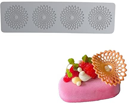 Alfombrilla de encaje de fondant, moldes de fondant de encaje en relieve, herramientas de borde de flores decorativas de moldes, 4 agujeros caleidoscopio