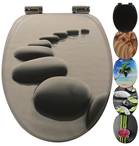 Yelcona WC Sitz mit Absenkautomatik mit Motiv, Klobrille mit hohem Sitzkomfort, WC Deckel mit robustem und stabilem Holzkern, hochwertiger Toilettendeckel aus Holz