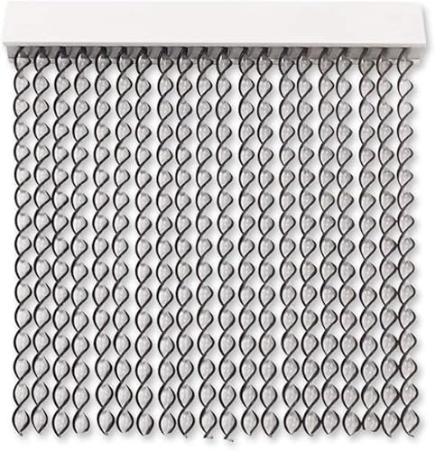 Genérico Cortinas Exterior Anti Moscas | Material PVC y Barra Aluminio | Ideal para Terraza y Jardín (Negro-Transparente, 90 x 220cm)