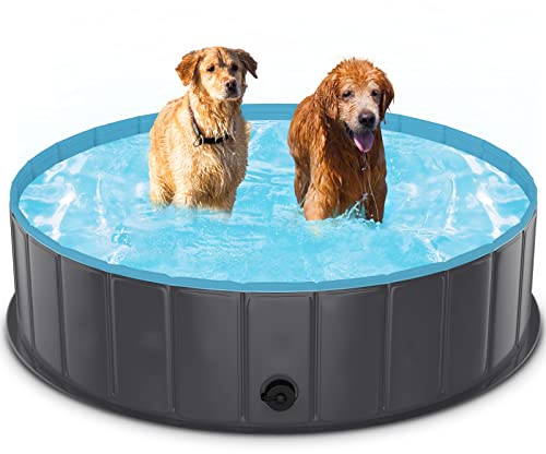 TENXSNUG Piscina per Cani Pieghevole, Antiscivolo Vasca da Bagno per Animali, Portatile Animali Domestici Piscina Bagno per Cani e Bambini, Grigio Scuro, 120 x 30 cm