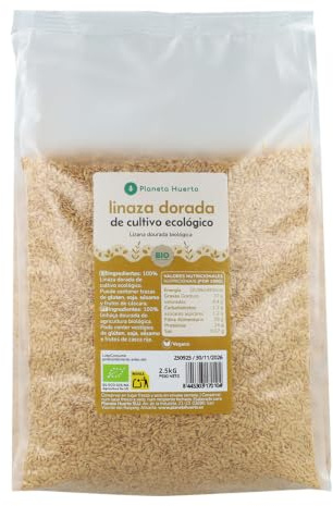PLANETA HUERTO | Linaza Dorada ECO 2,5 kg | Semillas Ecológicas Ricas en Omega-3 y Fibra, Ideales para una Alimentación Saludable