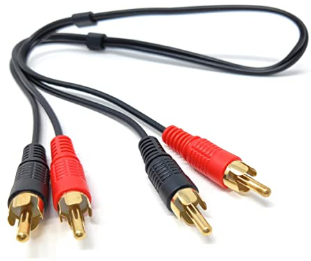 Drut Cavo Audio Stereo da 50 cm Corto da RCA a RCA Phono Twin Jack a Jack Compatibile con CD/Dvd/Amplificatore/HiFi/DJ Mixer/Giradischi Connettori Oro Nero da 1,6 Piedi