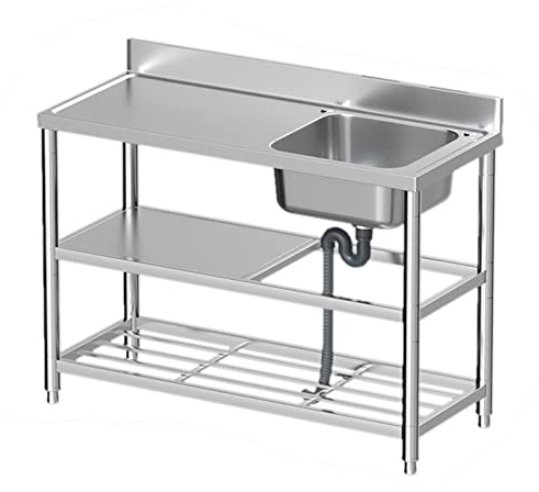 Fregadero de catering de 80X50X80Cm, Fregadero de cocina de restaurante comercial de un solo tazón, Lavabo de lavado de utilidad con grifo, Fregadero de cocina al aire libre Independiente, E