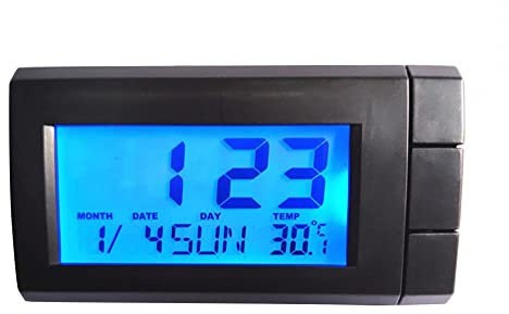 Fahrzeuguhr Thermometer,Leuchtende Auto Temperaturmessgeräte Digitalanzeige Auto Armaturenbrettuhr mit Batterie für alle Automodelle