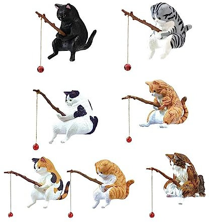 Dubbulon -Angelkatzen-Ornamente – Lustige Katzenspielzeugstatue Aus Kunstharz | Katze Angeln Gartenfigur Outdoor Statuen Teichdekoration | Harz-Katzenfiguren, Ornament Für Heimdekoration, Geschenke