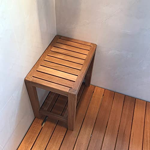 Sgabello da bagno in legno impermeabile, Seggiolino Doccia, Organizer per vasca da bagno, Panca da doccia per anziani disabili, Design antiscivolo, Capacità 250 kg