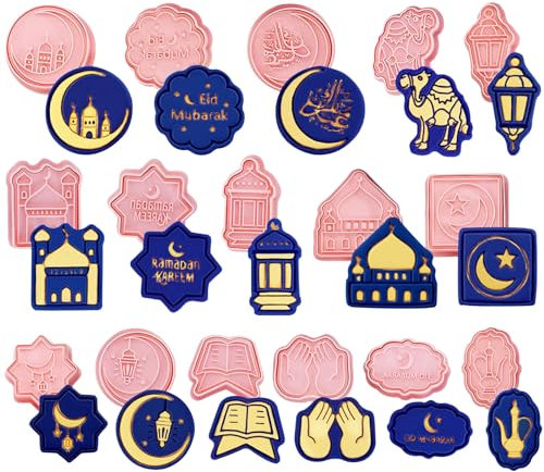 16 Stück Eid Mubarak Ausstechformen Set, Ramadan Keksausstecher 3D Ausstecher Plätzchenformen, Ramadan Islamischen Muslimischen 3D Keksform, DIY Kuchen Backen Fondant Partydeko Cookie Cutter