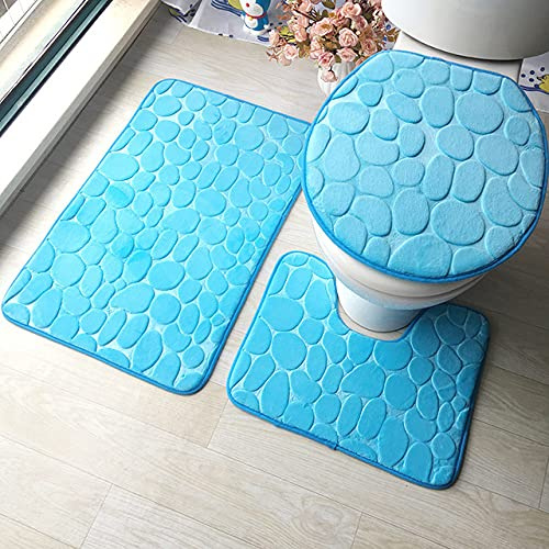 IsolaY Tappeto in flanella Tappetino a righe con stampa Tappetino per WC Bagno Assorbente Tappetino per soggiorno Camera da letto,D Set 3 pezzi