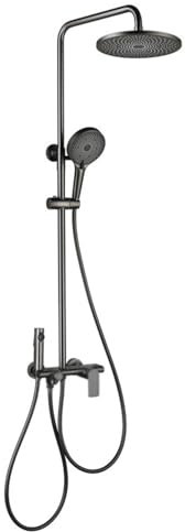 BiaoTeng Colonne de Douche pour Baignoire avec Mitigeur, Colonne de Douche Fixation Murale Réglable, Ensemble Barre de Douche avec Douchette Gris