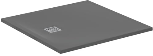 Ideal Standard - Ultra Flat S+, Piatto doccia quadrato ultrasottile in resina effetto pietra, 100x100cm, Ideal Solid, Grigio cemento