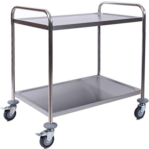 ZORRO - Edelstahl Servierwagen ZSW 2-2 Böden - Leichtlaufräder mit Fußbremse - Küchenwagen - Gastro - (86 x 54 x 94 cm)