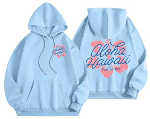 Oversized Hoodies for Women UK Pink Palm Puff Hoodie Letter Print Graphic Hoodies Womens Long Sleeve Cute Hoodies Casual Pullover Hoodie for Teen Girls