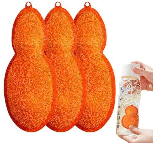 Bohnenflaschenreiniger – Faser-Bohnenform-Flaschenschwamm, Bohnenform-Flaschenreiniger, wiederverwendbare Haushaltsreinigungsflasche, Gadgets, Werkzeuge mit zwei Kugeln, Keramikkugeln,