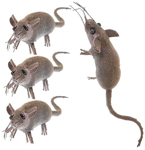 JOINPAYA 4stücke Mäuse Miniatur Figuren Künstliche Handwerk Mäuse Figuren Garten Tiny Verzierungen Draht Magnete Dekoration Bastelarbeiten