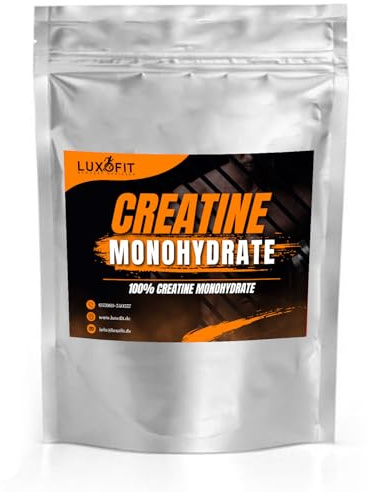 Luxofit Pure Creatine Monohydrat 200 mesh Powder, Leistungssteigerung, ohne Süßstoffe, Kreatin für Muskelaufbau, Schnellkraftsport und Body Building, für Sportler (1 Kg)