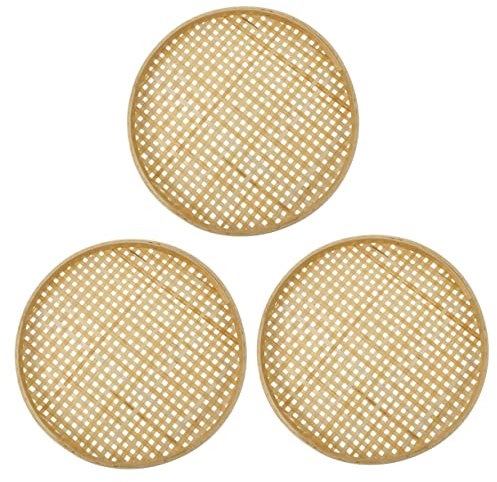 COLLBATH Lot de 3 Paniers Passoire en Tressé, Tamis Pratique pour Rangement Aliments, à Tamis Naturel Cuisine