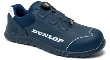 DUNLOP Zapato de Seguridad Matt Navy S3, Microfibra + TPU, Puntera en Fibra de Vidrio, ESD, Cierre rotativo, Talla 45 EU