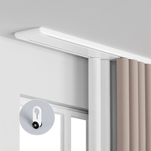 Carril de cortina doble resistente - Carril de techo silencioso, personalizable para sala de estar, baño, dormitorio, ideal para dividir, fácil instalación, kit de riel de techo