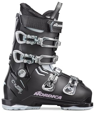 Nordica Cruise S W Women's Comfort Fit All Mountain Alpine Ski Boots (Black/White/Mauve, 25.5)