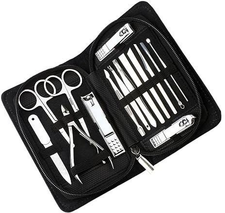 EXQUIMEUBLE 1juego Conjunto De Cortauñas De Acero Inoxidable Negro Limas De Uñas Para Manicura y Pedicura Diseño Ergonómico y Duradero