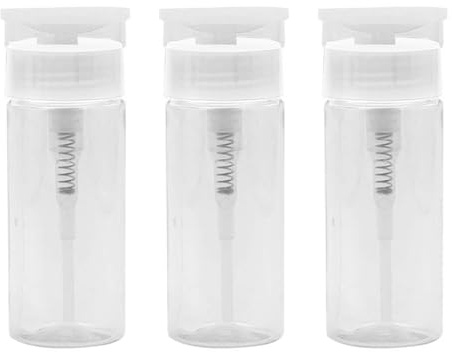 Alcohol Pump Dispenser Bottle, 100ml Clear Nail Polish Remover Pump Bottle Acetone Dispenser Push Down Empty Liquid Container for Makeup Remover Toner Nail Art