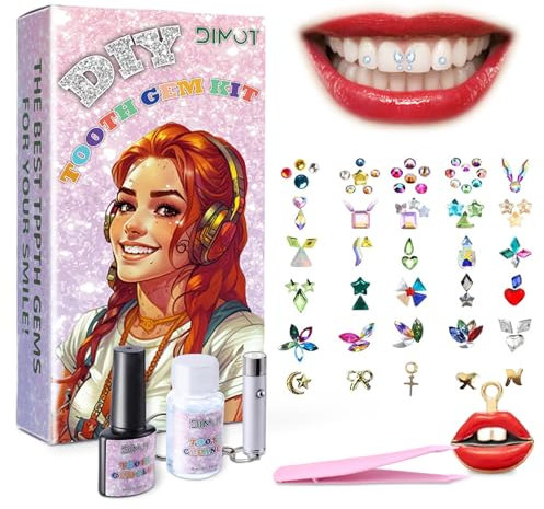 Zahnstein Set，Zahnschmuck Set，Tooth Gem Kit，DIY handgemachter Zahnschmuck zur Verschönerung und Verzierung der Zähne, Ideal für Schminkpartys, Feiern und Rollenspiele