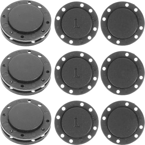 Magnet Buttons 8 Löcher Schwarz Runde Handnähen Druckknöpfe Für Basteln Unsichtbare Magnetverschluss Für Mäntel Jacken Und Taschen 6 Paare