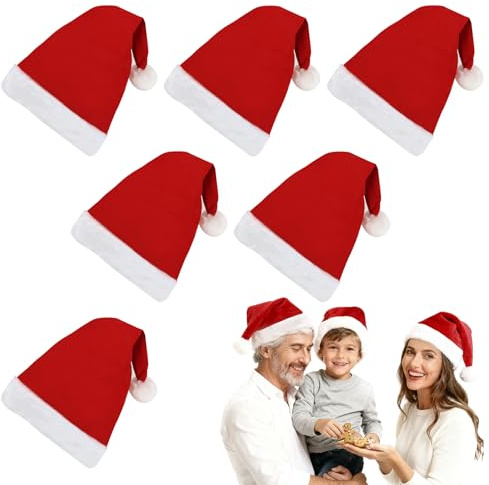 Huanmin 10 PCS Weihnachtsmützen Nikolausmütze Erwachsene: Weihnachtsmann Mütze Weihnachtsmütze Familie Rote Santa Mütze