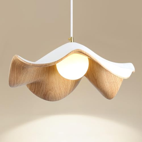 YUPIN Wabi-sabi Kreativ Blomma Hänglampa Nordisk Lampskärm Av Harts Höjdjusterbar Pendellampa För Matbord G9 Modern Japansk Vit &svart Köksö Ljuskrona För Matsal Vardagsrum Hall Taklampa(White,28cm)