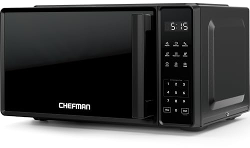 Chefman 20L Countertop Microwave Oven, 10 Power Levels 700W, 3 Cooking Presets with One-Touch Express Cook, Child Safety Lock, & Mute Button - Black