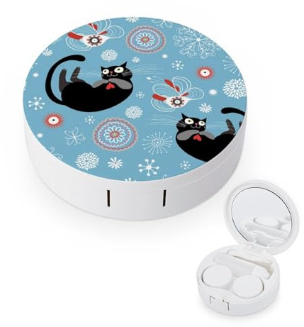 fkgvwo Contact Lens Case Black Cat Contact Lens Box Travel Kit Portable for Travel & Home