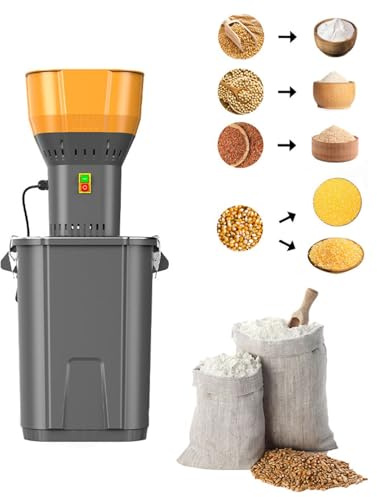 Macinino elettrico per cereali 30L/45L – Motore 1300W, acciaio inox 304, 7 filtri, regolazione finezza, uso domestico e agricolo(30L)