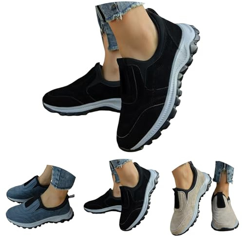 Slip On Trainers Men Walking Shoes With Arch Support, Lightweight Mesh Lining Hiking Shoes, Wide Toe Non-Slip Trainers, Waterproof Mountain Trekking Athletic Trainer, Travelling, Camping
