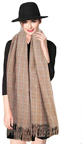 iEverest Winter Kaschmirschal Kariert Kaschmir Schal Pashmina Stola Ponchos für Damen Herren - Karo Schals Weicher Warmer Schals Plaid Winterschal Damenschal Super Weich Große Dicke Schal(Braun)