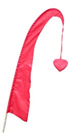 Asiastyle Balifahne | Farbe: rot | 120 cm lang | MIT BAMBUSSTANGE | aus echtem Satin | Originale Umbul Fahne