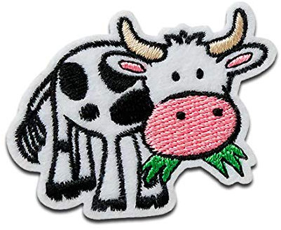 Kuh Tier - Aufnäher, Bügelbild, Aufbügler, Applikationen, Patches, Flicken, zum aufbügeln, Größe: 3,8 x 5,4 cm
