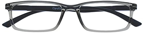 OPULIZE See - Lunettes Anti-Lumière Bleue Monture Étroite Charnières à Ressort Améliore le Sommeil Jeux Ordinateur Gris Hommes Femmes B9-7+0.00