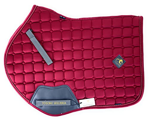 Tosoni Selleria, Springen Schabracke Luxury, Weiche und Widerstandsfähige Schabracke, Unverzichtbar, um das Pferd vor Traumata und Übermäßigen Stößen zu Schützen, Nüchtern und Elegant (Bordeaux)