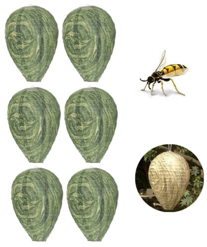 Wespennest Attrappe, Wasserdichtes Wespenabwehr, Wespenschutz, Wespenschreck, Abschreckung Wespennest, Hornissennest Lockvögel Attrappe Aufhängen Wespennestköder für Haus und Garten Outdoor (6PCS)